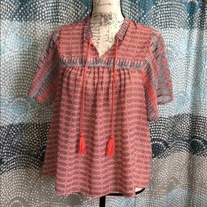 Lucky Brand 🍀 peach/gray blouse. M